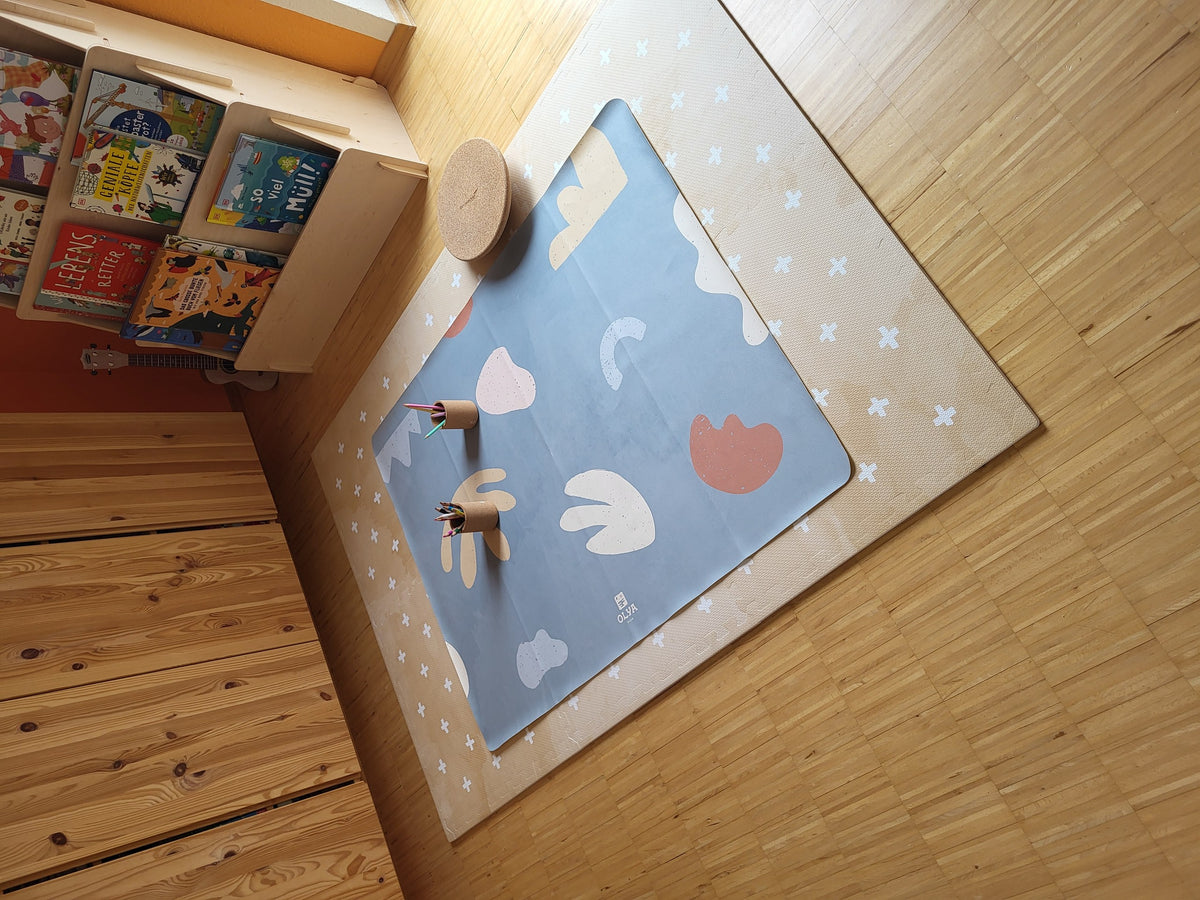 Kids Mealtime Floor Mat, Non-Slip & Waterproof - Organic Sea