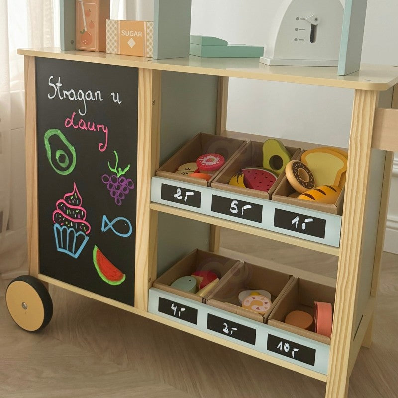 Large Multifunctional Wooden Food Truck Stand, 73 pcs