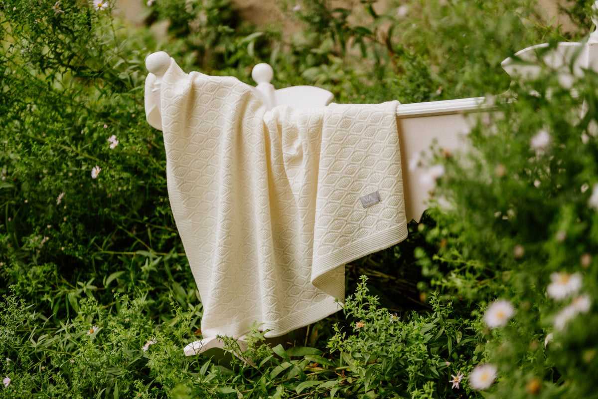 Merino wool baby blanket HAPPINESS