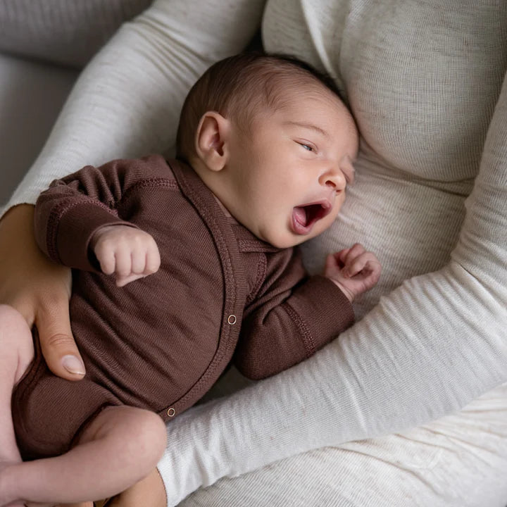 Wollen Overslagromper lange mouw | Merinowol | Chocolate Fondant | Lille Barn