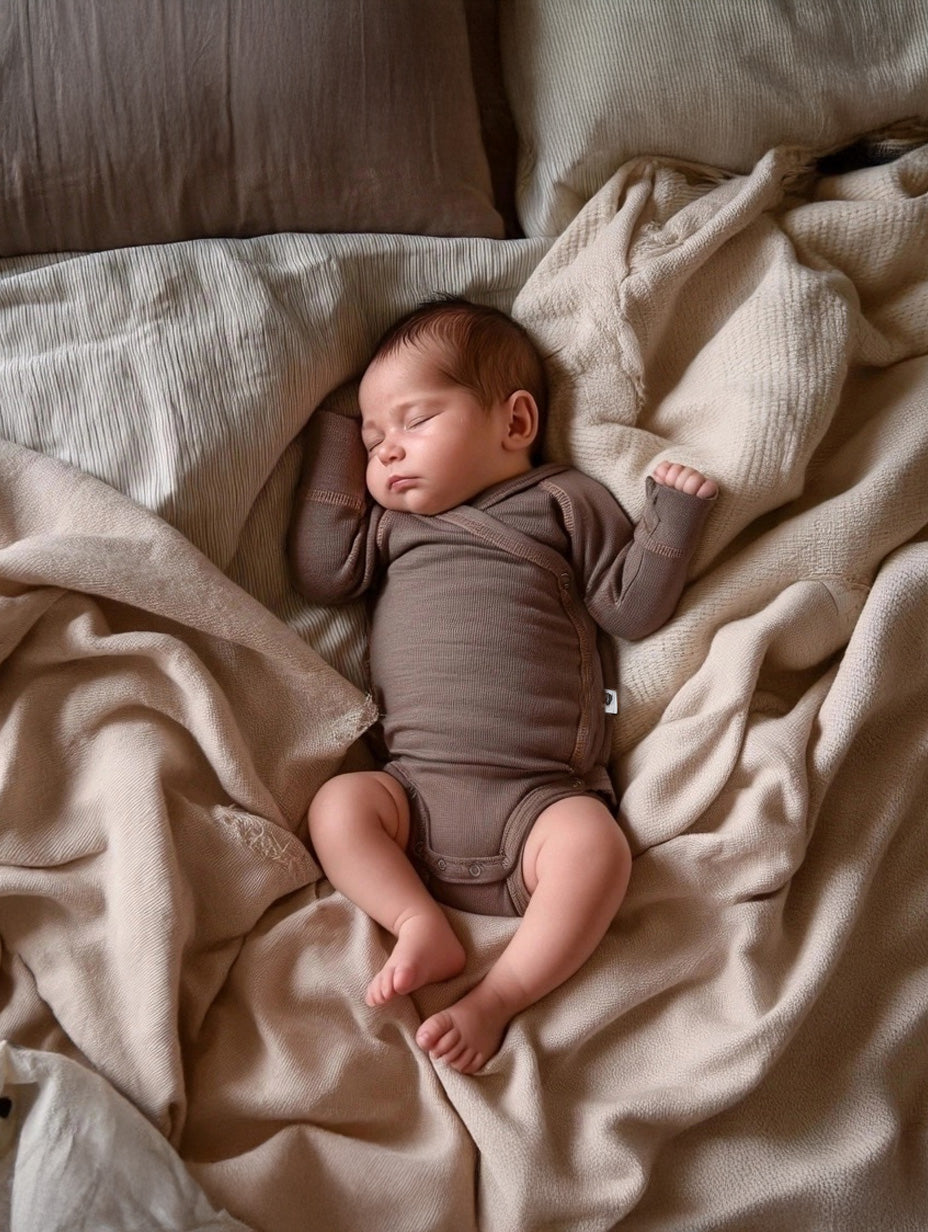 Wollen Overslagromper lange mouw | Merinowol | Peppercorn | Lille Barn