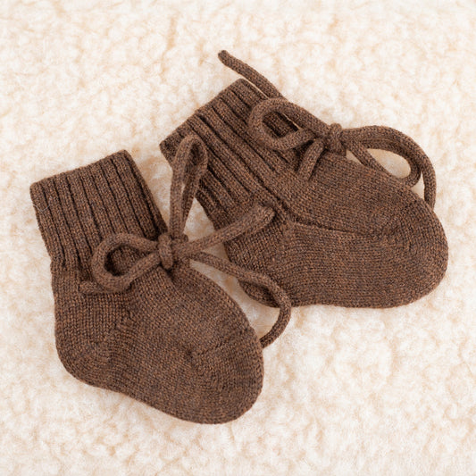 Wollen Baby sokjes | Newborn Sokjes 0-6 maanden| Merinowol | Brunette | Lille Barn