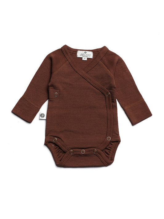 Wollen Overslagromper lange mouw | Merinowol | Peppercorn | Lille Barn