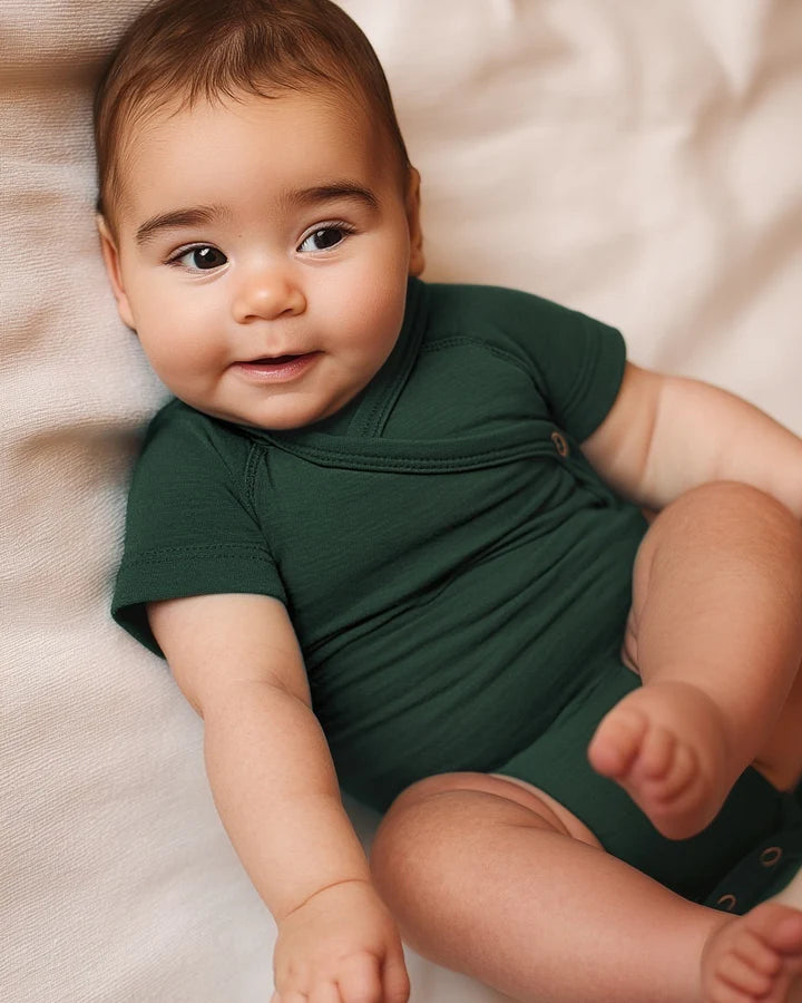 Wollen Overslagromper Korte mouw | Merinowol | Mountain View | Lille Barn