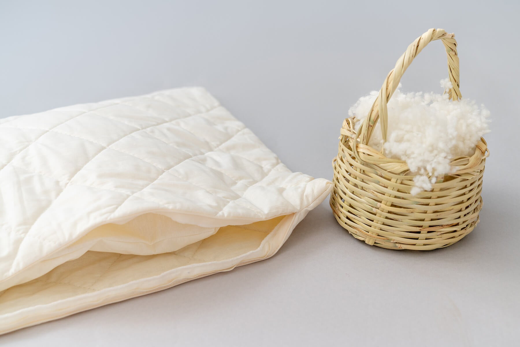 Kussensloop met vakjes gevuld Merino Wol | 3 verschillende maten