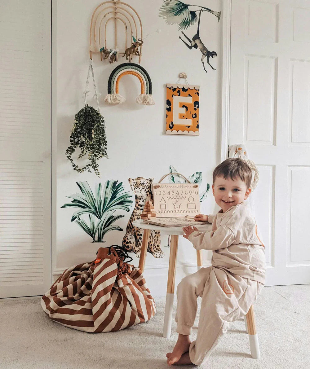 Play&Go | Speel- & Opbergkeed | Bruin gestreept