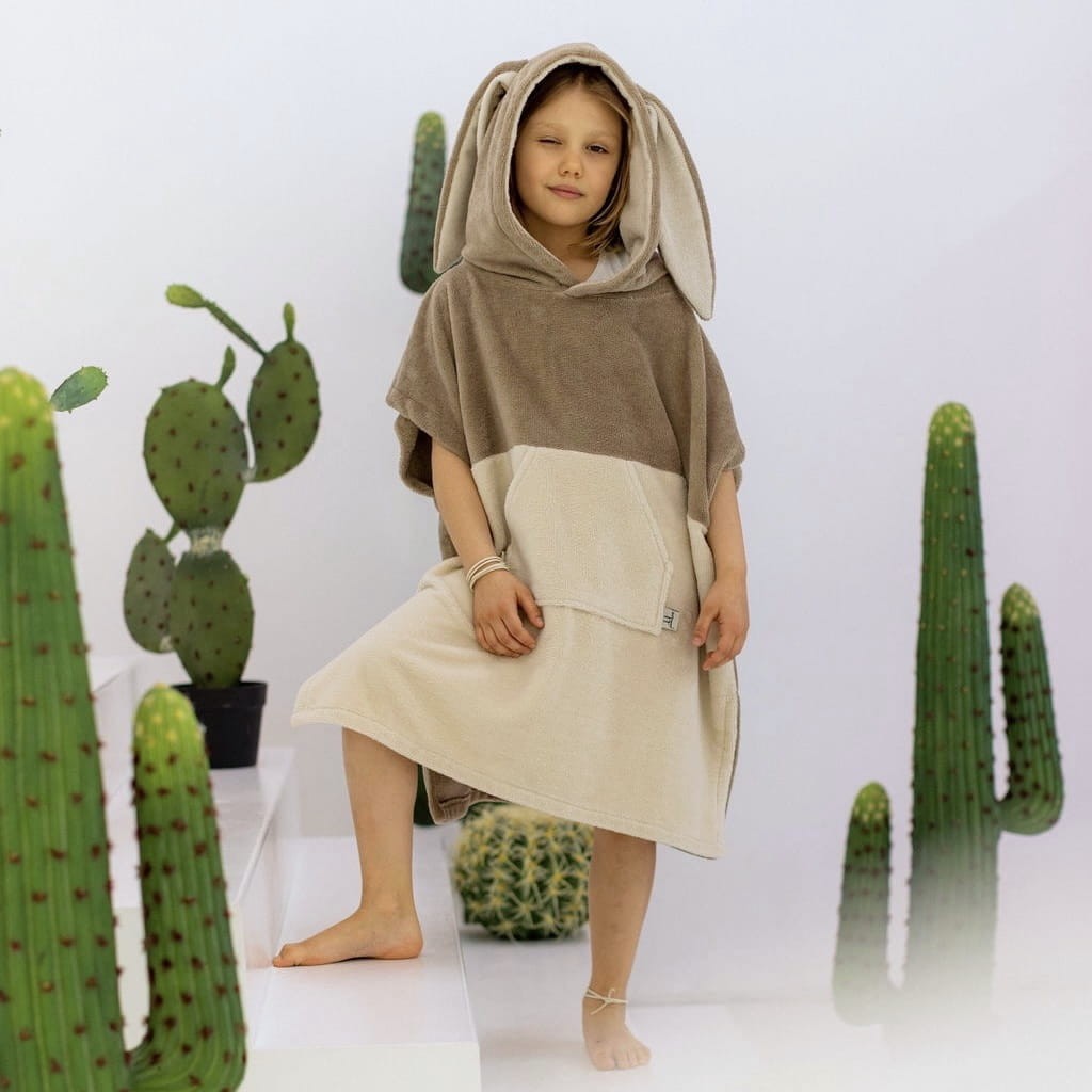 Surfbunny Kids Bath Poncho - Latte