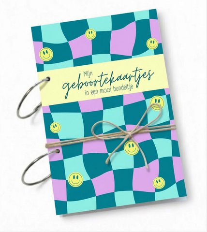 Geboortekaart bewaarbundel A5 - Smileys/blokjes