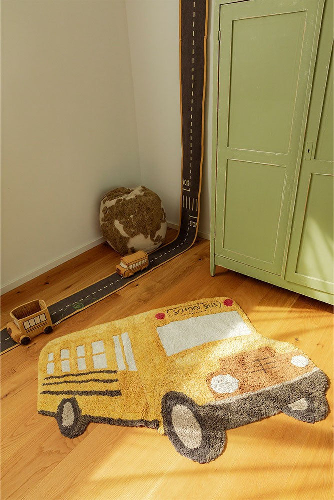 Washable School Bus Cotton Rug, 130 x 90 cm