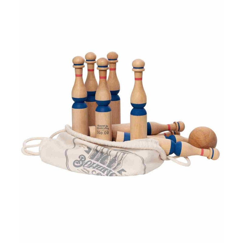 Wooden Bowling Pins - Blue