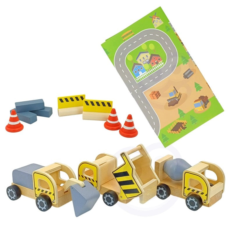 Wooden Construction Site With Vehicles