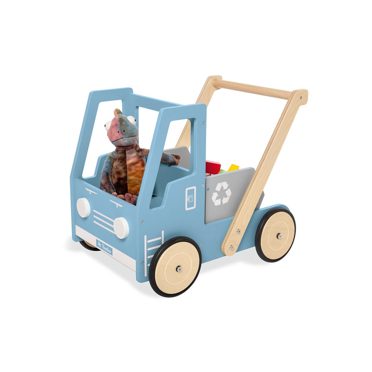 Pinolino Loopwagen blauw | Hout, kiepbak & verstelbare rem