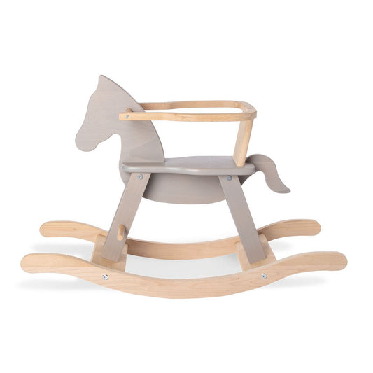 Pinolino Hobbelpaard | Massief hout met ring, grijs/naturel