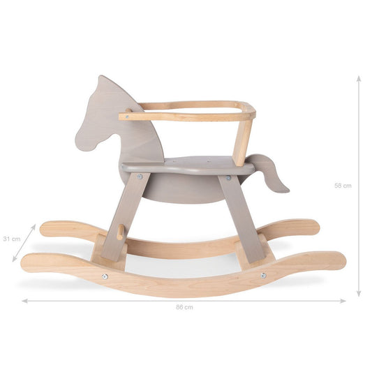 Pinolino Hobbelpaard | Massief hout met ring, grijs/naturel