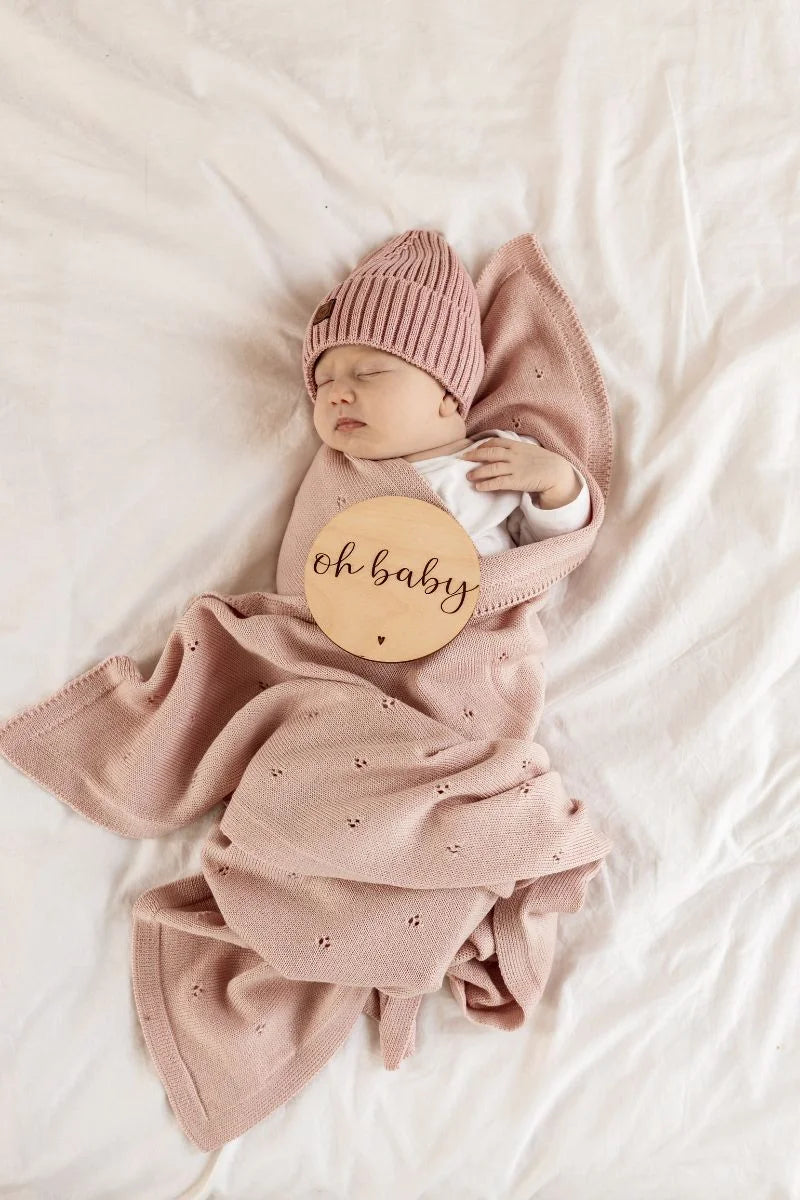 Babydeken van 100% Merinowol | zacht | 75x100cm | Roze