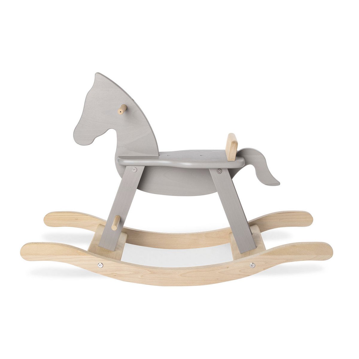 Pinolino Hobbelpaard | Massief hout met ring, grijs/naturel