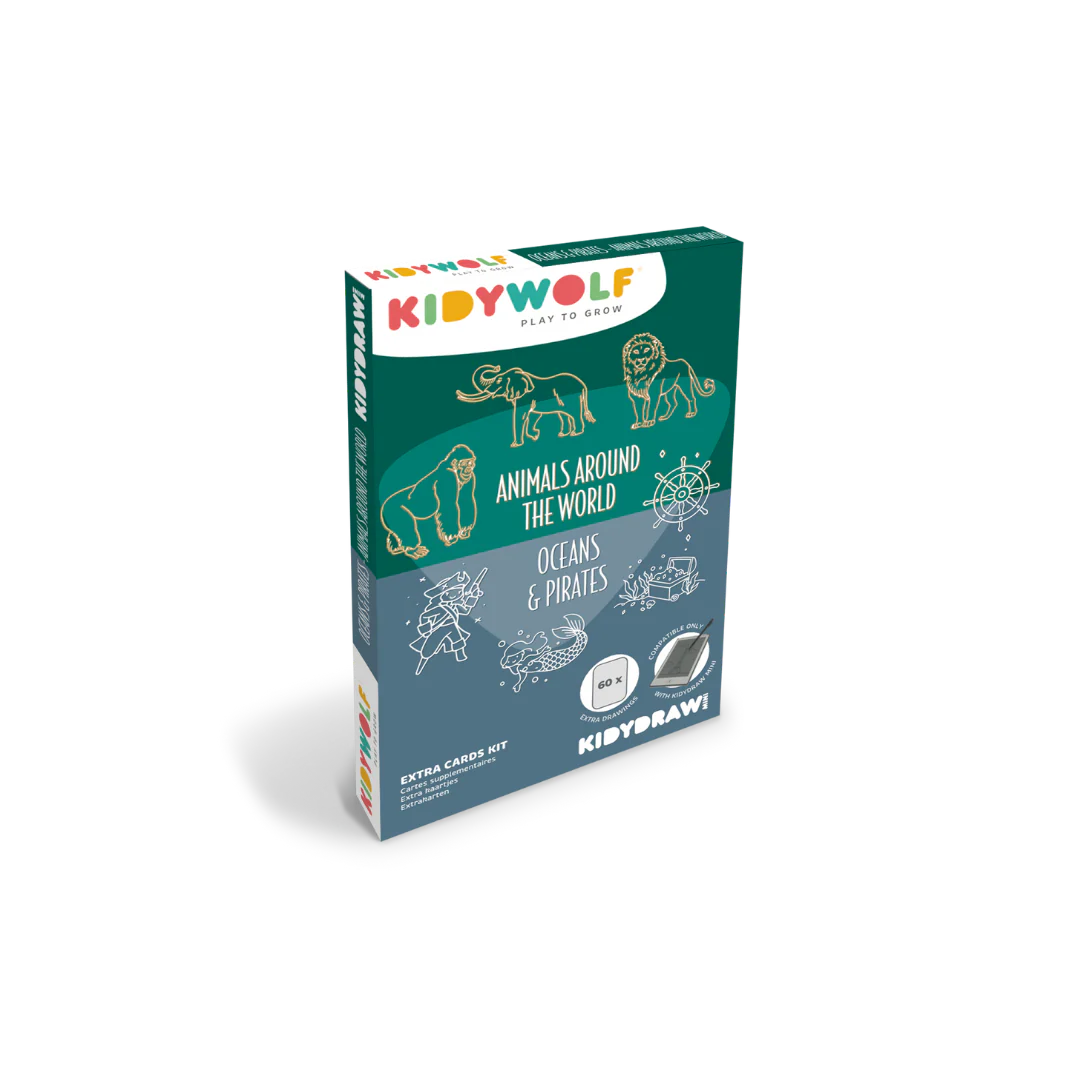 Refill KIDYDRAW-MINI | Extra kaarten met het thema “Dieren over de hele wereld en Oceanen & Piraten