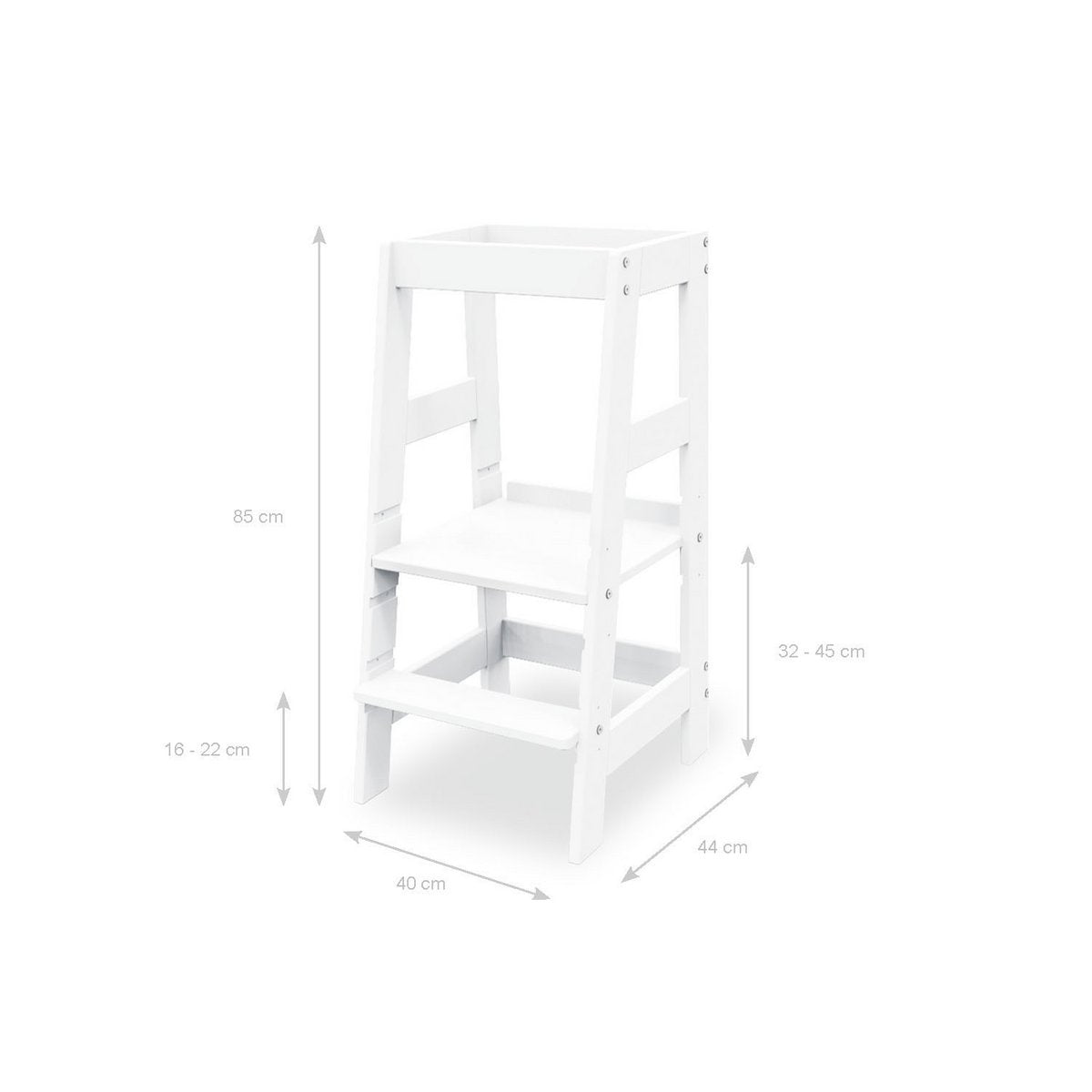 Leertoren 'Fino', wit gelaktPinolino Ontdekkingstoren Fino – Wit gelakt, massief hout, verstelbaar