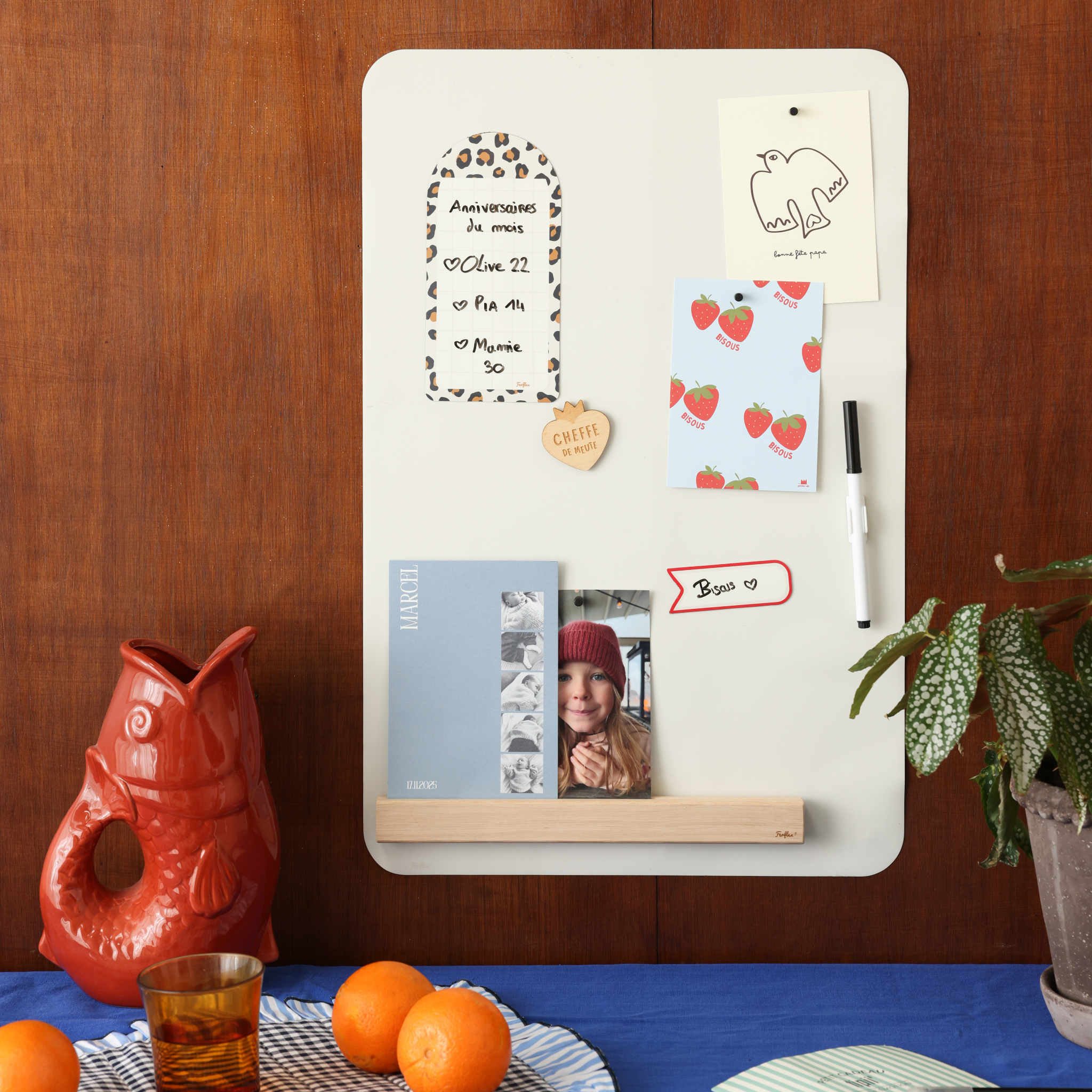 Ferflex - Rechthoekig magnetisch bord Beige linnen (beschikbaar in 2 maten): S