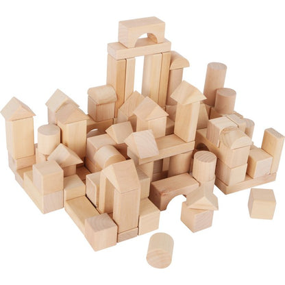 Houten bouwblokken naturel 100 stuks in een zak | bouwstenen | Hout