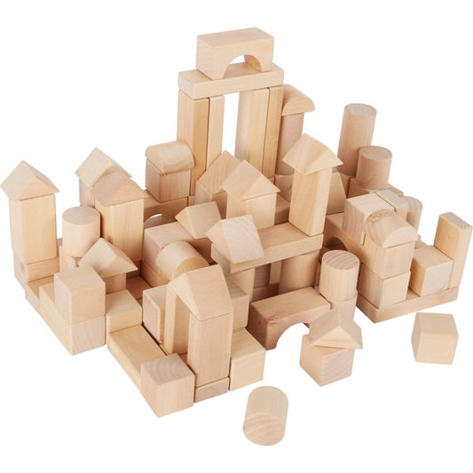 Houten bouwblokken naturel 100 stuks in een zak | bouwstenen | Hout