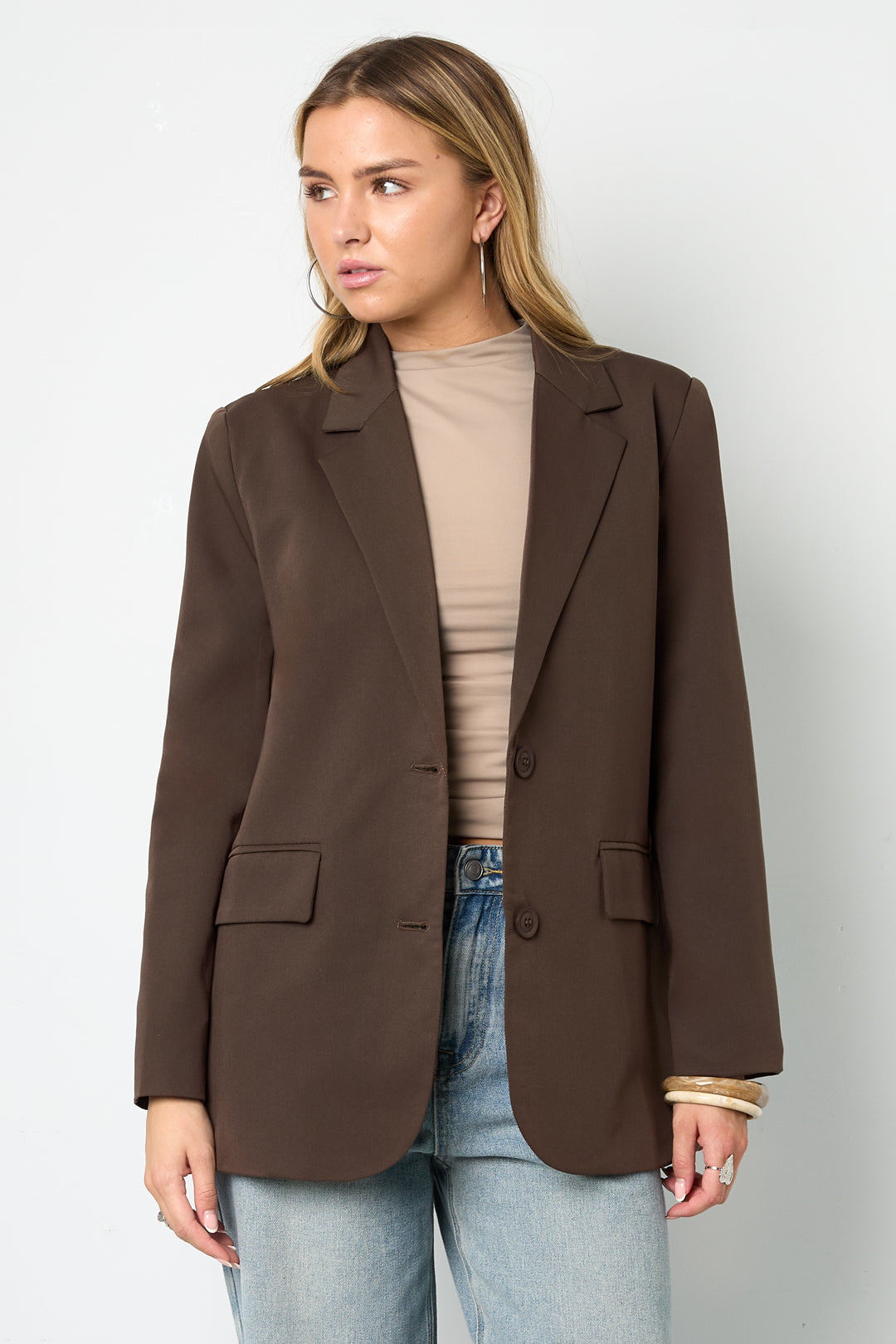 Geweven Polyestervezel Vrouwen Jas Elegant Letters
