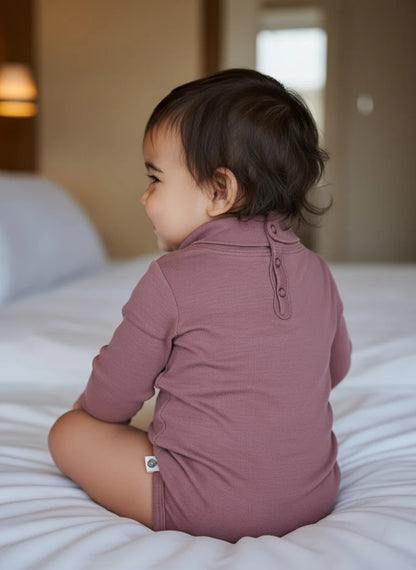 Romper met col | 100% Merinowol | Lavender Mist