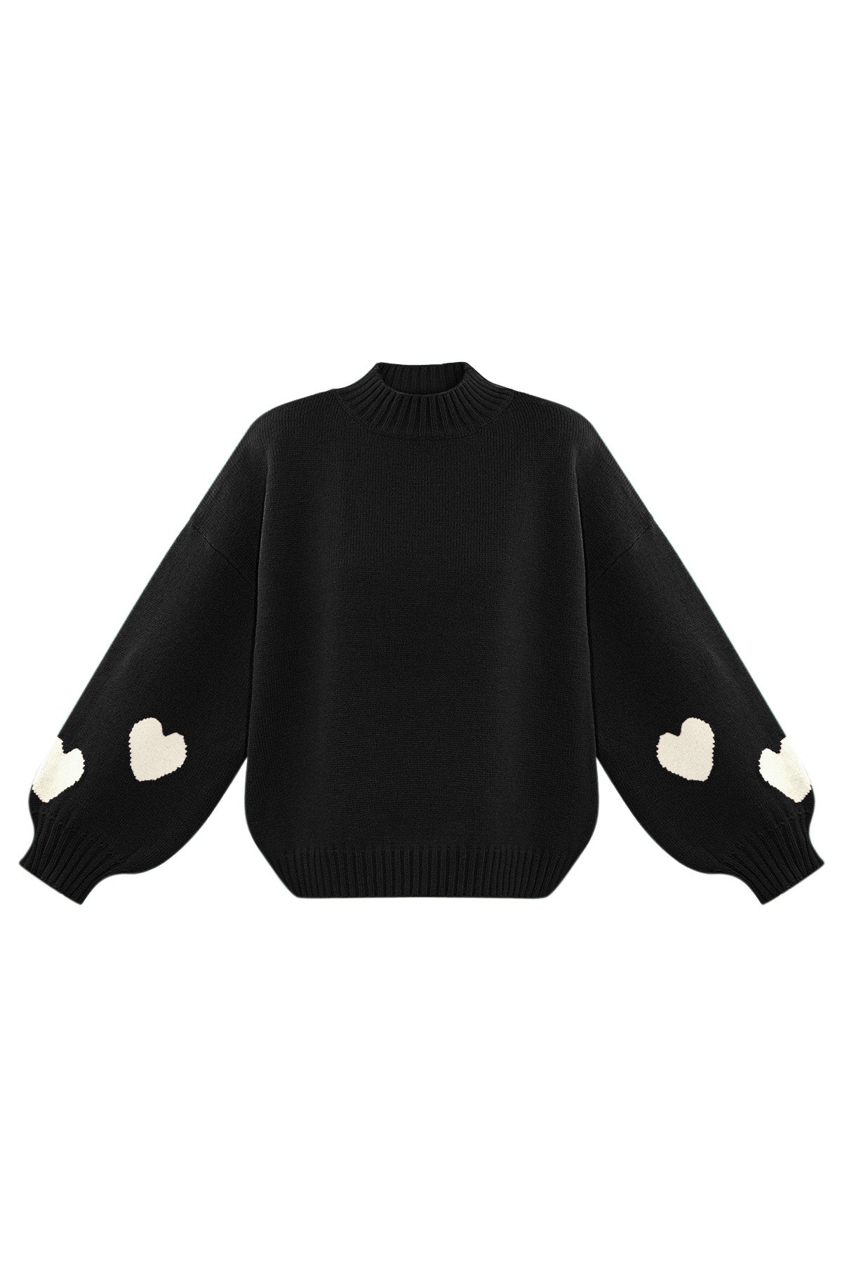 Gebreide Wolmix Vrouwen Oversized Trui Hart Appliqué Ontwerp