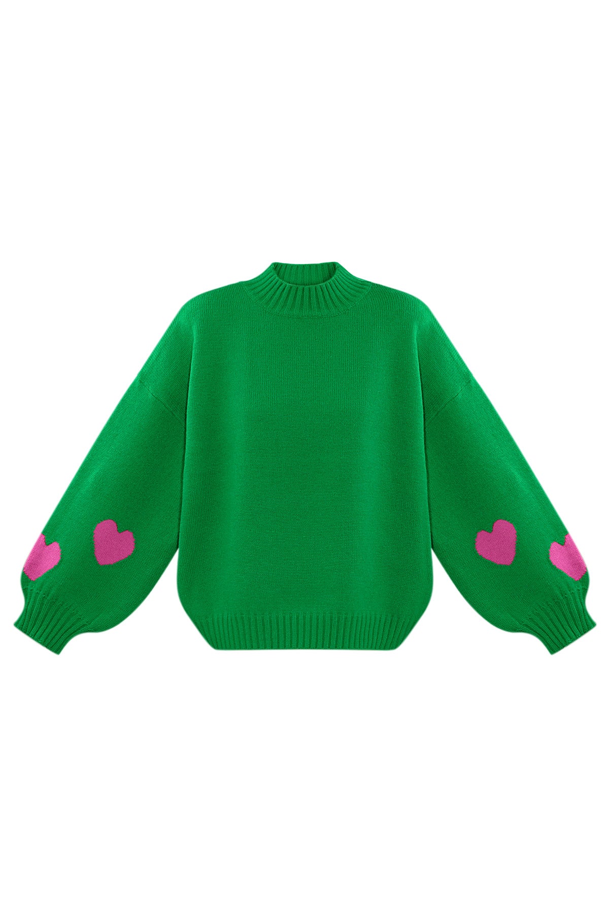 Gebreide Wolmix Vrouwen Oversized Trui Hart Appliqué Ontwerp
