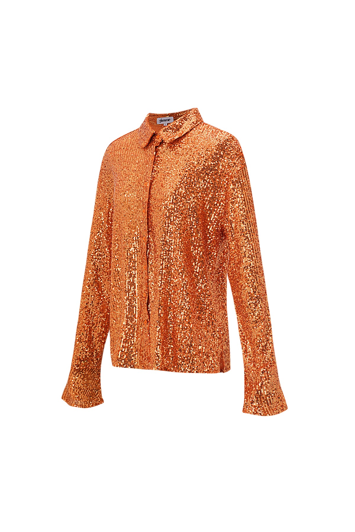 Polyester Pailletten Vrouwen Overhemd Glanzend Lange Mouw