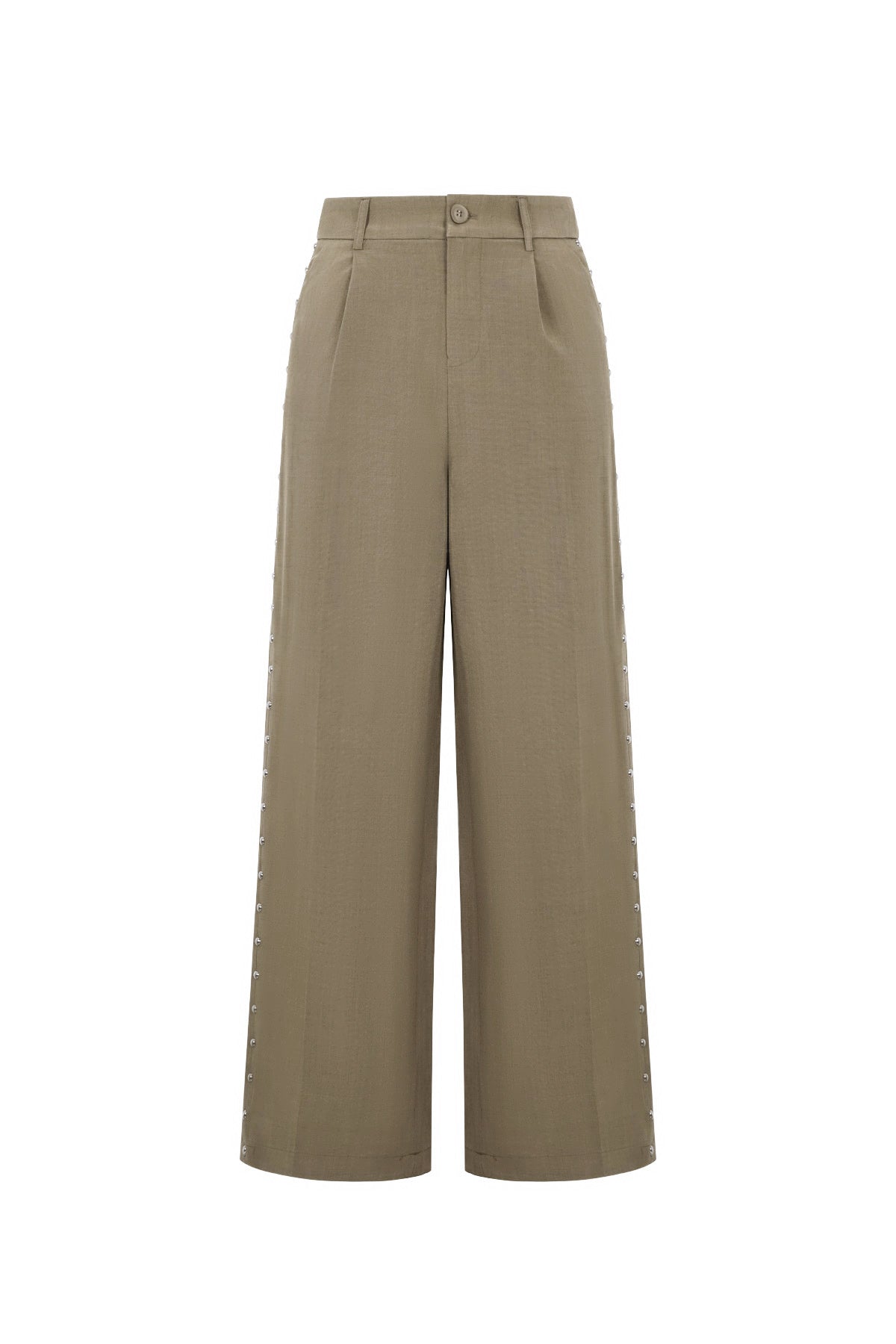 Geweven Polyestervezel Vrouwen Brede Broek Elegante Solide Kleur Herfst/Winter