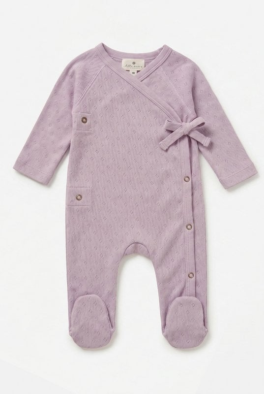 Lavender Frost | Wollen boxpakje met voetjes pointelle | Merinowol | Lille Barn