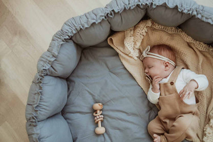 Play& Go | Bloom Dusty Blue Organic Cotton Babymat