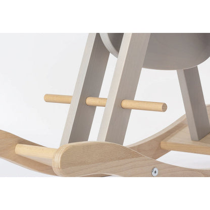 Pinolino Hobbelpaard | Massief hout met ring, grijs/naturel