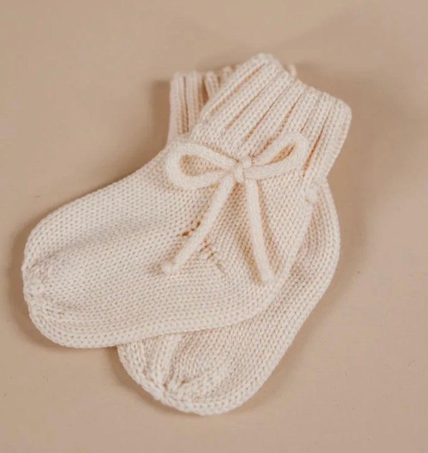 Wollen Baby sokjes | Newborn Sokjes 6-12 maanden | Merinowol | Crème