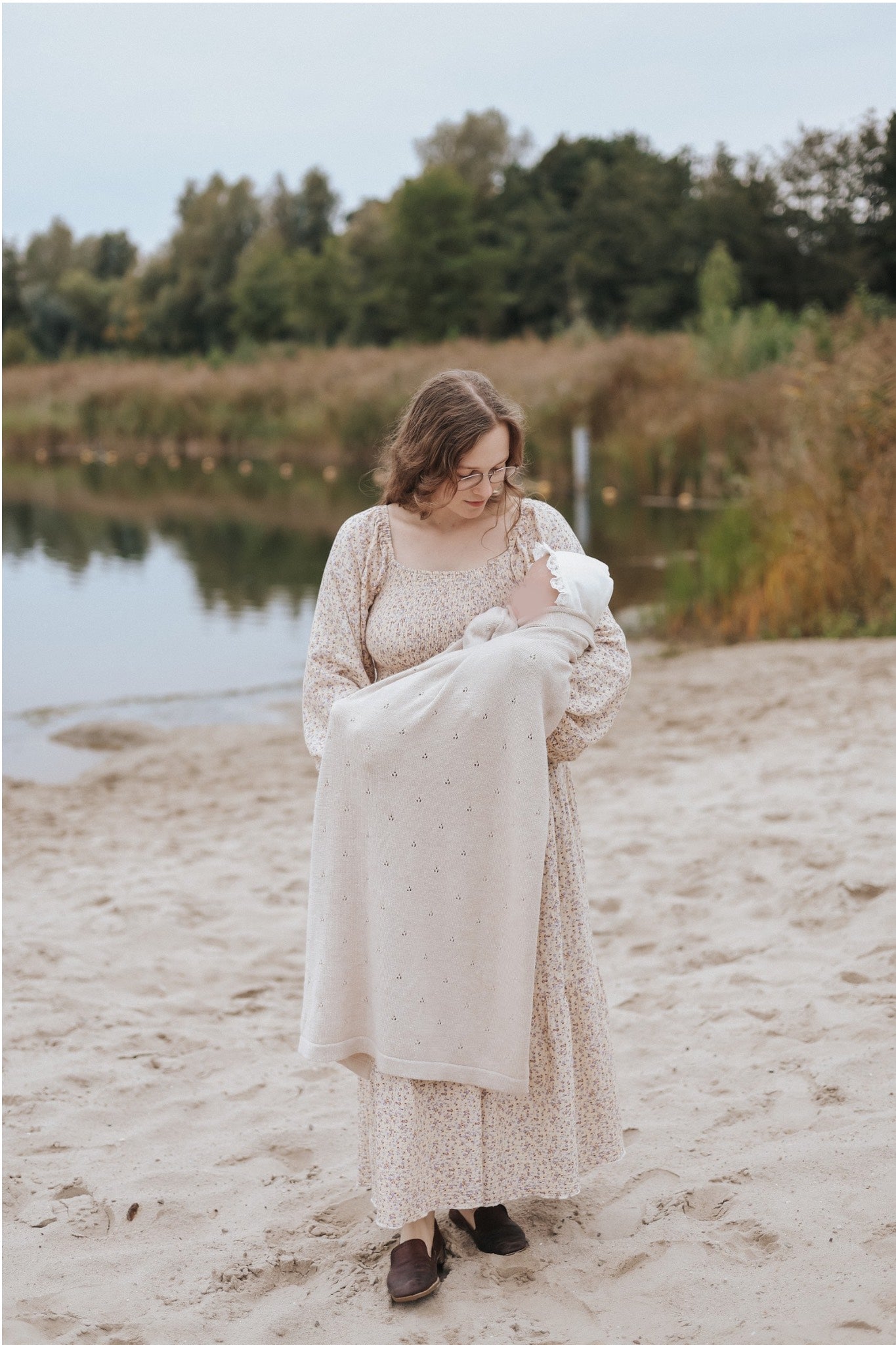 Merinowol Pointelle deken | Apricot | Moalie