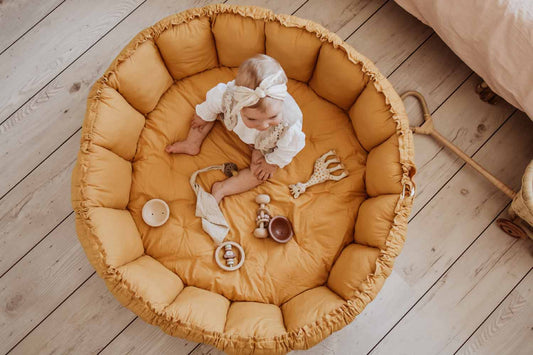 Play& Go | Bloom Mustard Organic Cotton Babymat