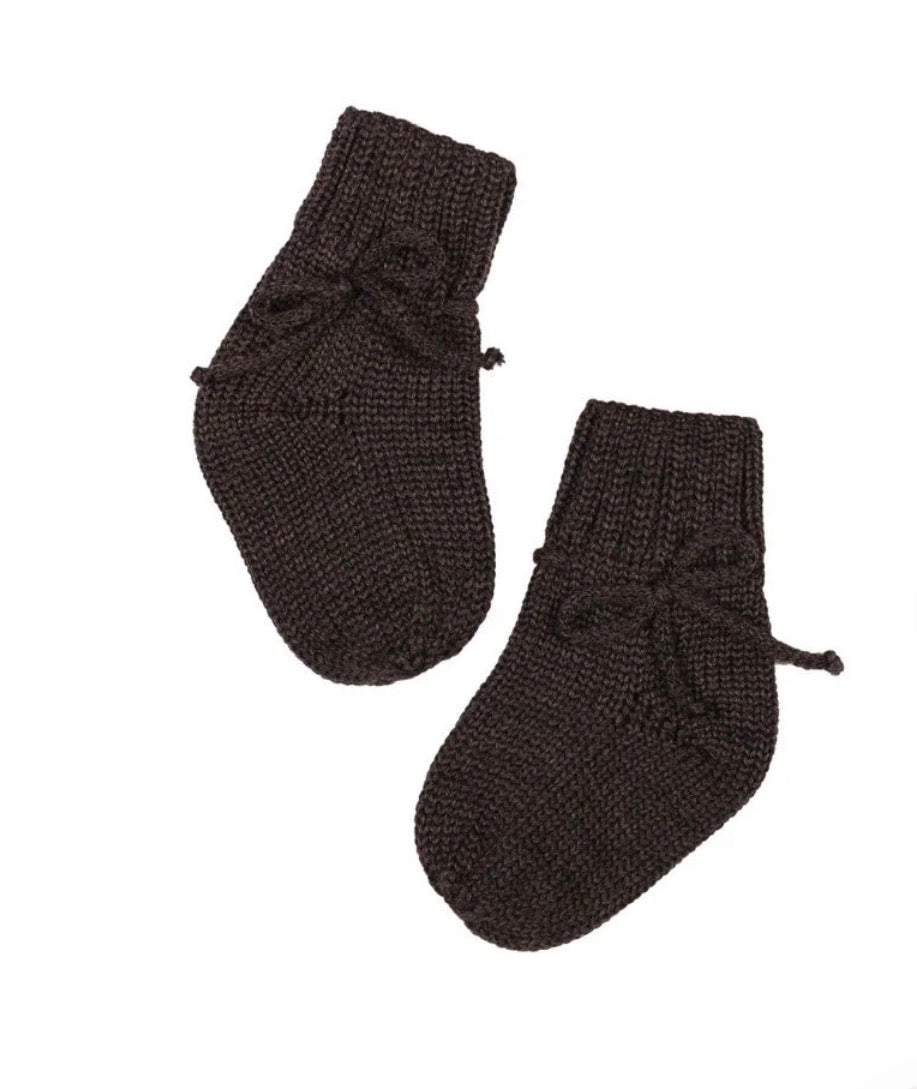 Wollen Baby sokjes | Newborn Sokjes 6-12 maanden | Merinowol | Bruin