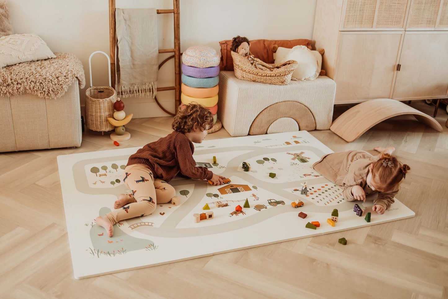 Play&Go EEVAA 3-in-1 Speelmat | Farm | Speel, berg op & bouw