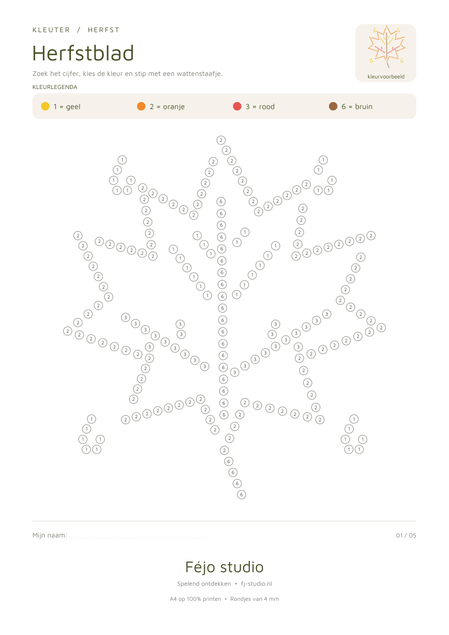 Herfst stipverven voor kleuters – printable – voorbeeld