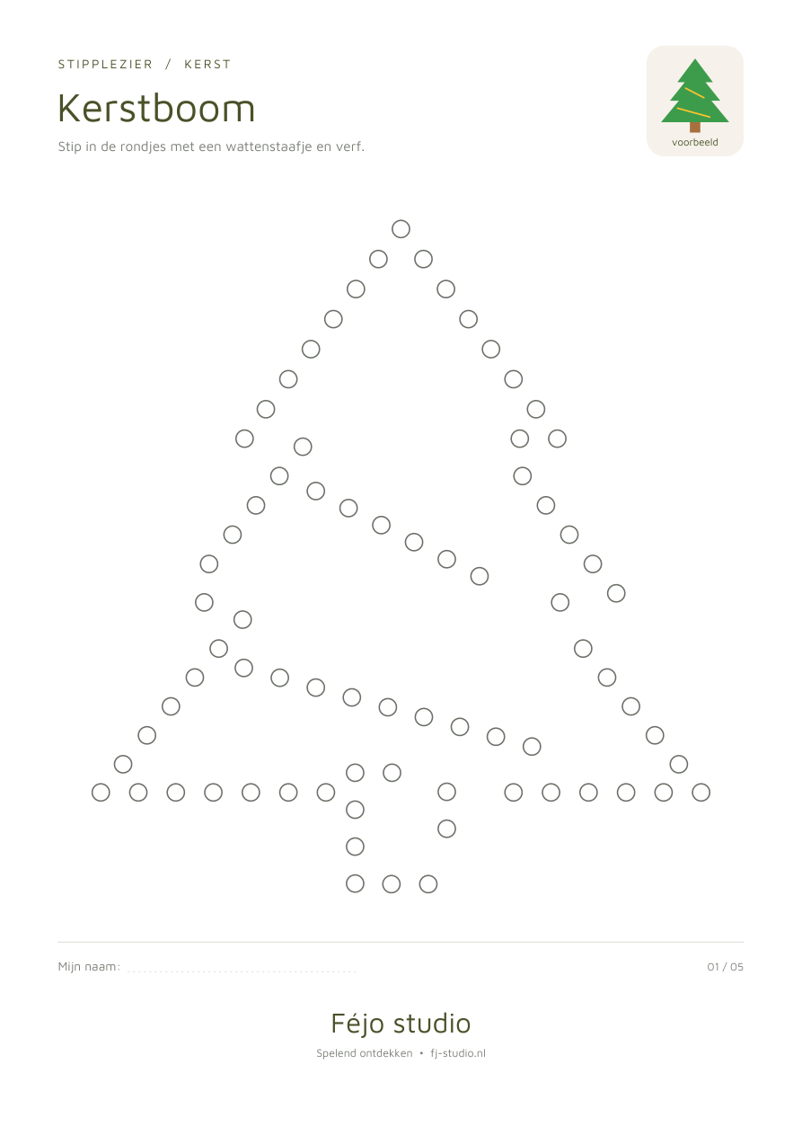 Kerst stipverven voor peuters – printable – voorbeeld