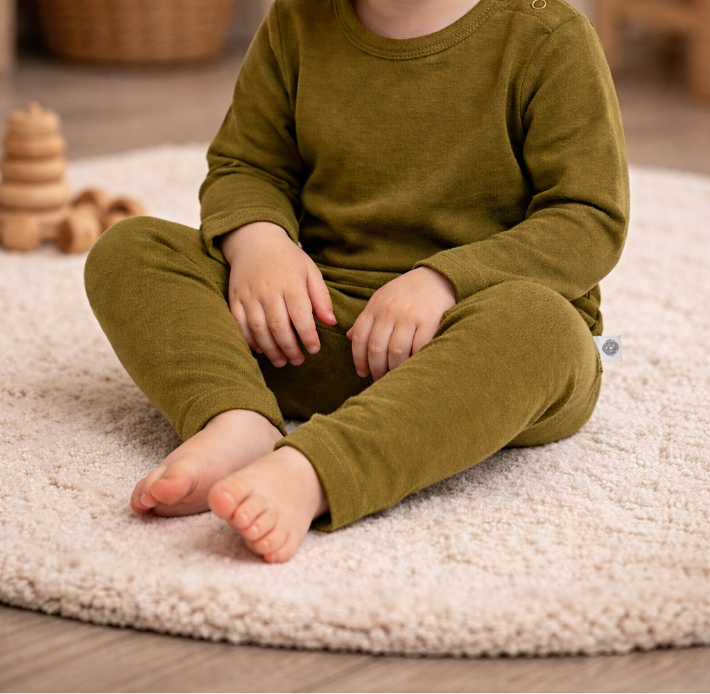 Pyjama van 100% wol | Fir Green | Lille Barn
