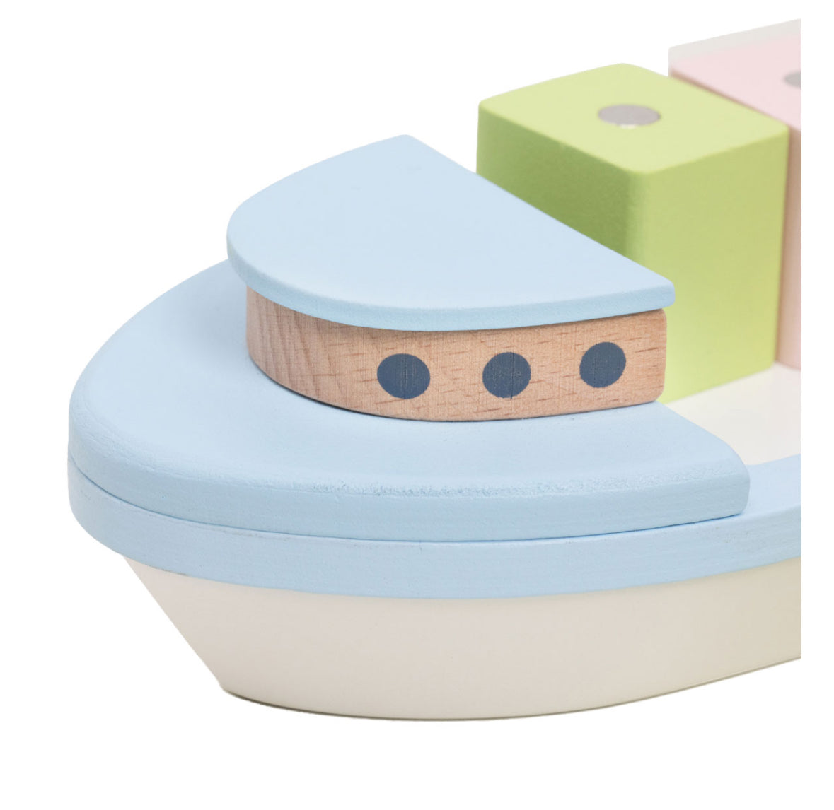 Houten Blokkenboot met Kraan | 13 delig