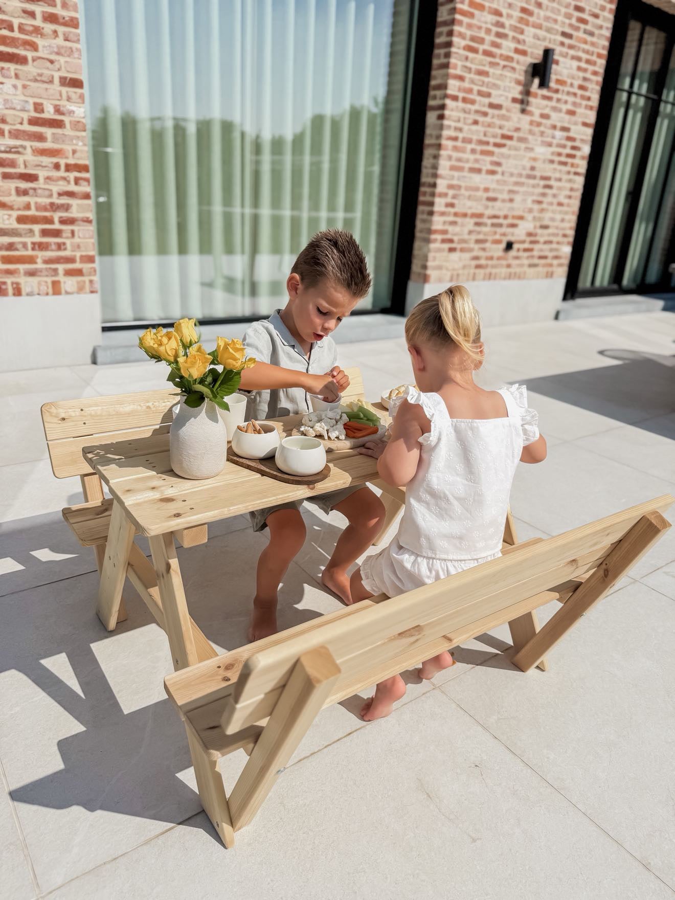 Kinder Picknicktafel met Rugleuning | zitset voor 4 kinderen