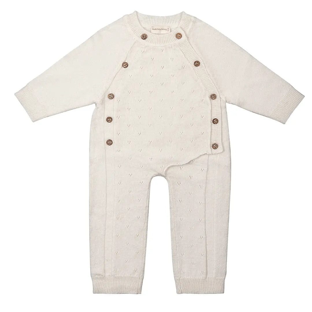 Pointelle Jumpsuit Crème | 90% Merino 10% Cashmere | Moalie