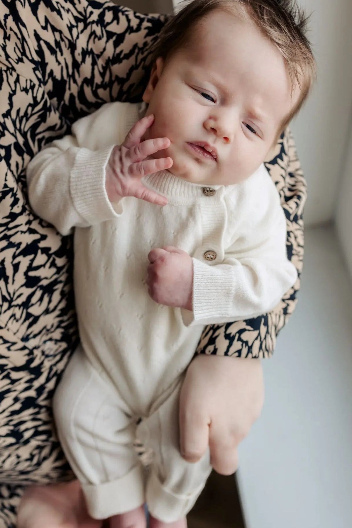 Pointelle Jumpsuit Crème | 90% Merino 10% Cashmere | Moalie