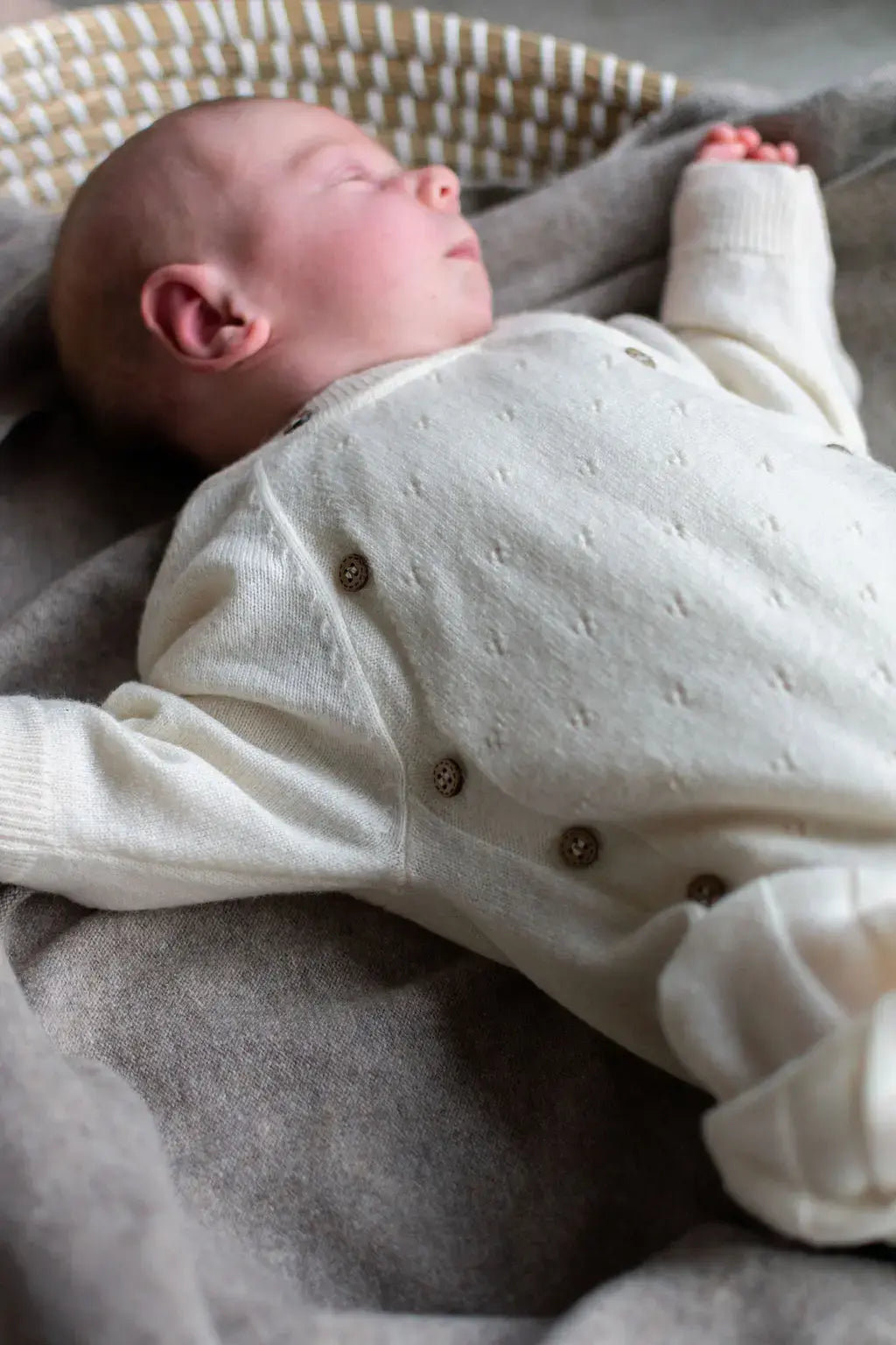Pointelle Jumpsuit Crème | 90% Merino 10% Cashmere | Moalie