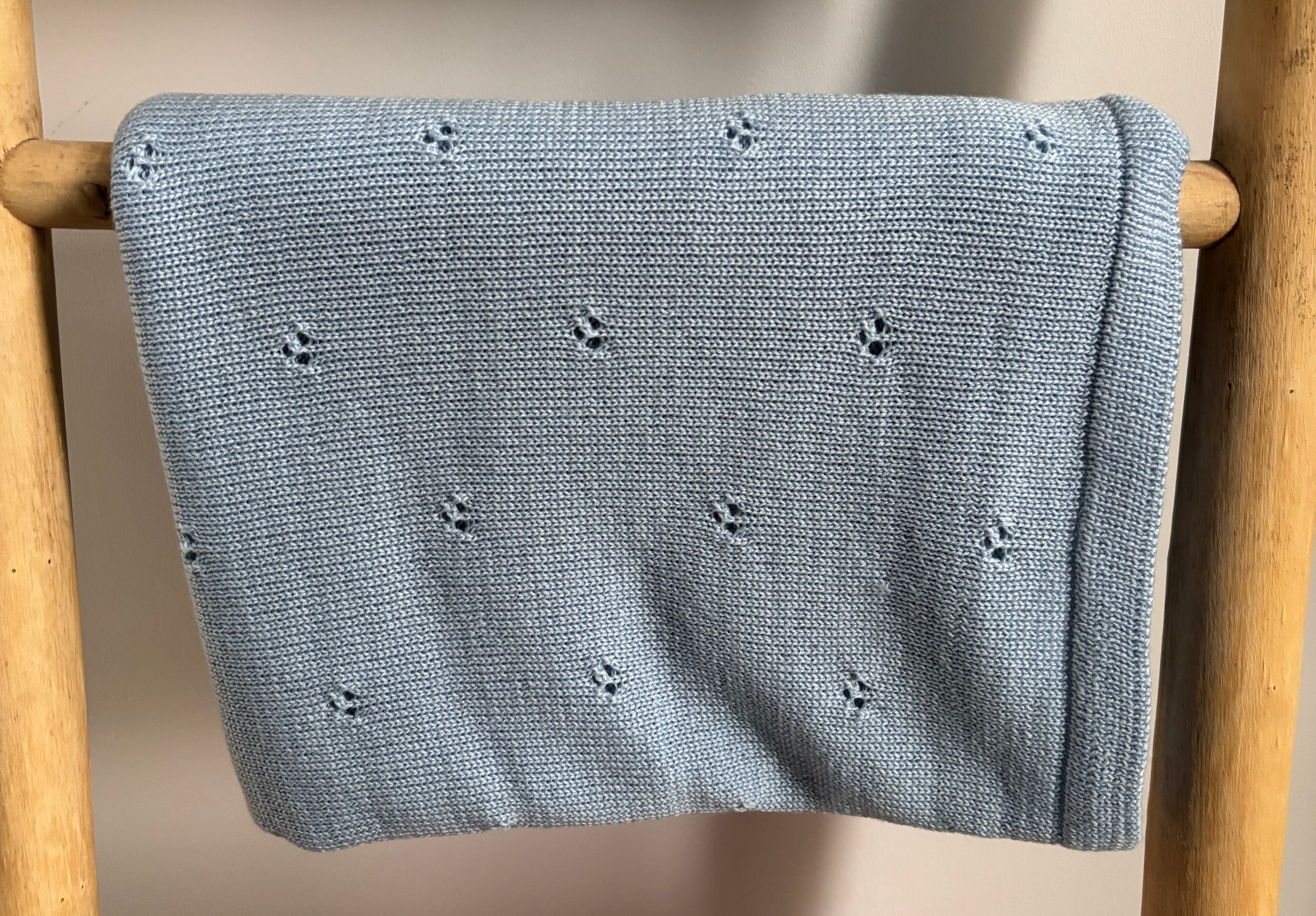 Babydeken van 100% Merinowol | zacht | 75x100cm | Blauw