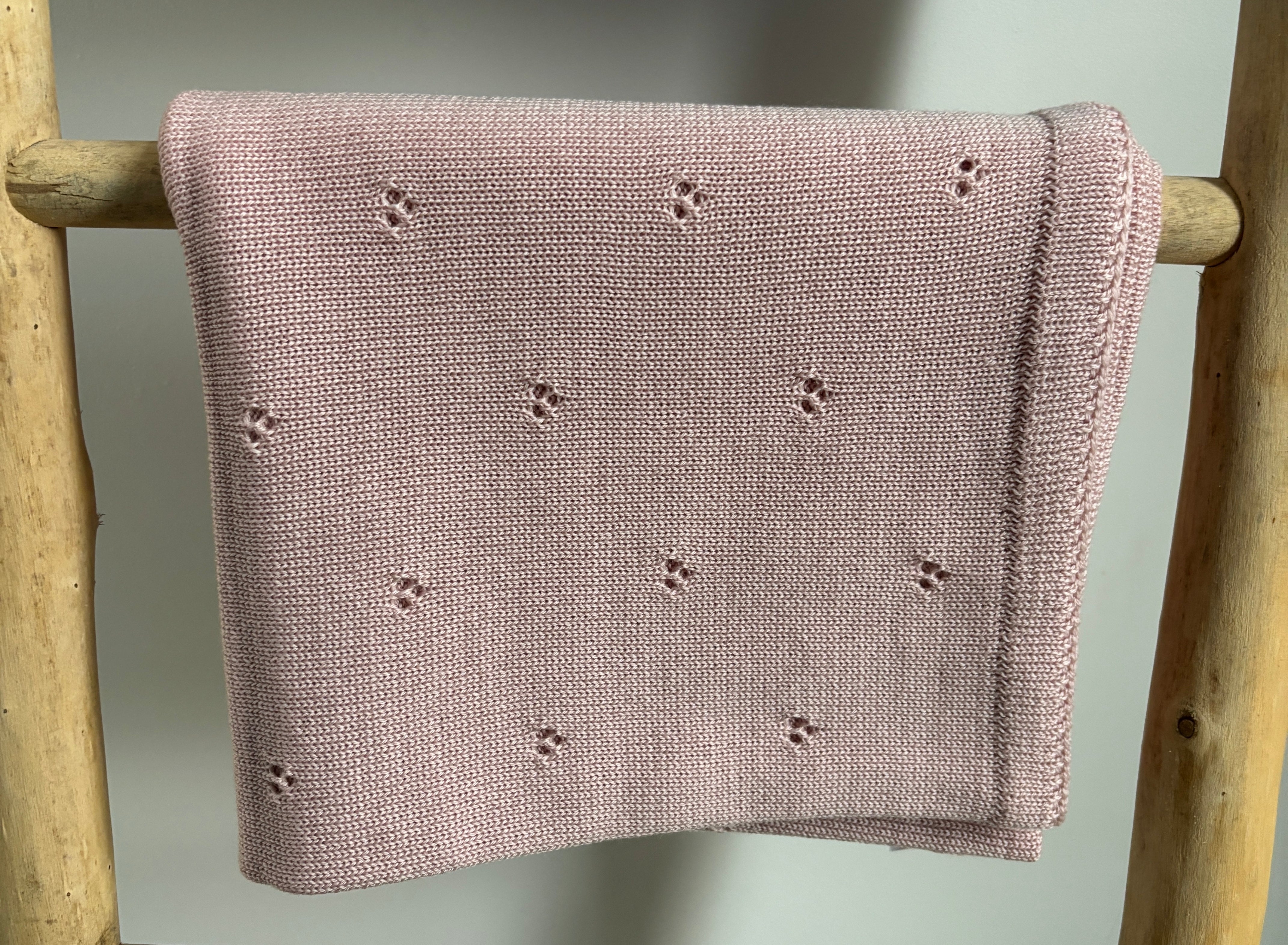 Babydeken van 100% Merinowol | zacht | 75x100cm | Roze