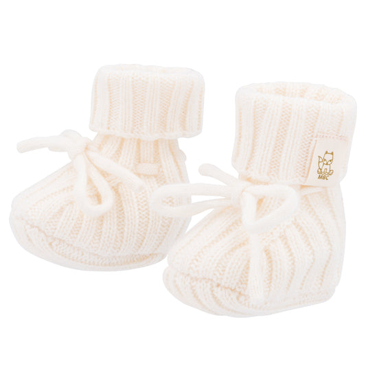 Newborn Slofjes | 90% Merinowol & 10% Cashmere | Crème | Moalie